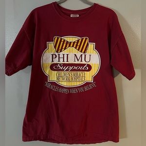 Dark Red Comfort Colors Phi Mu Supports CMNH Bowtie Size L